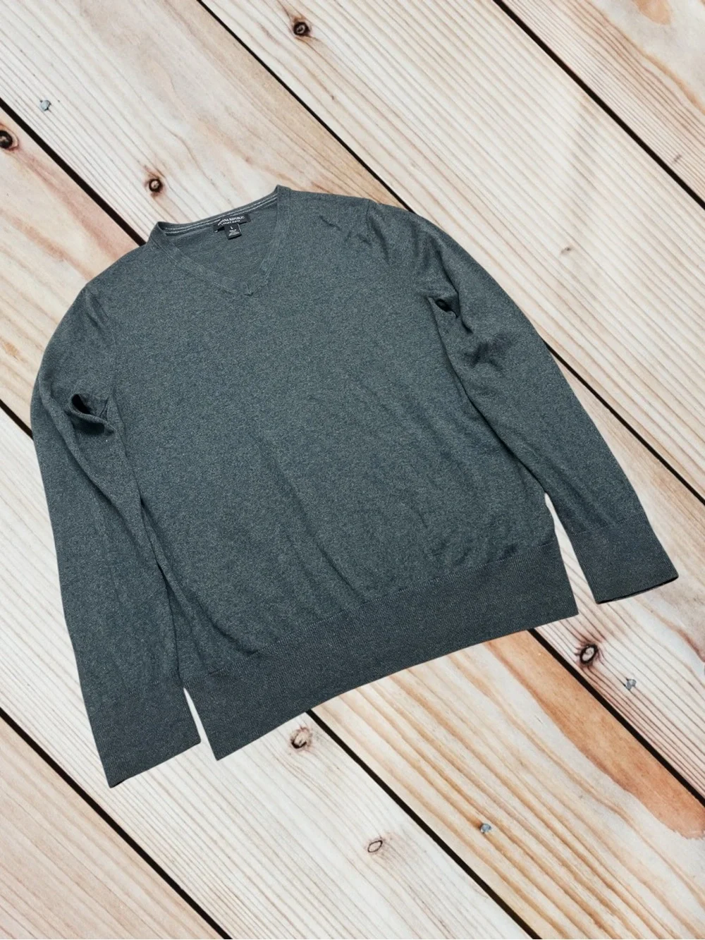 Banana Republic L dark heathered green silk cashmere cotton sweater